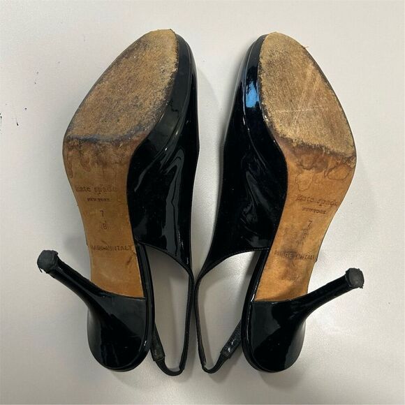 Kate Spade Women's Black Patent Leather Slingback Pumps Size 7 - Picture 9 of 14